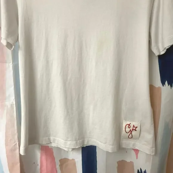 NWOT Golden Goose Distressed Embroidered Logo Patch Crewneck T-Shirt Size Medium - Picture 7 of 16